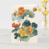 Nasturtium - Watercolor flowers Kaart (Gele Bloem)