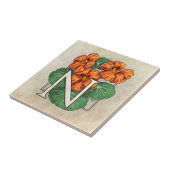 Nasturtiums bloemenmonogram tegeltje (Zijkant)