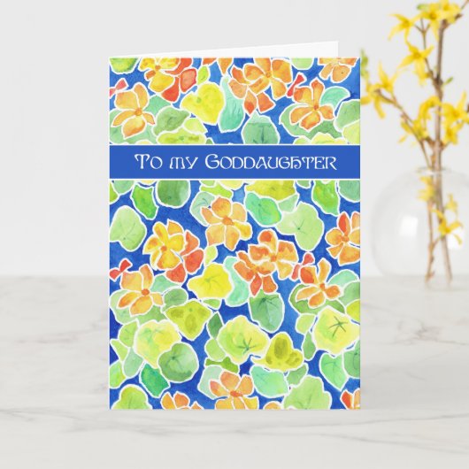 Nasturtiums Floral for Goddochter Moederdag Kaart (Gele Bloem)