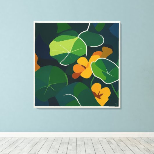 Nasturtiums - grote canvas print (Insitu (Houten vloer))