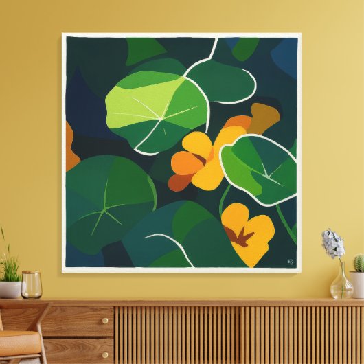 Nasturtiums - grote canvas print (Insitu (Woonkamer))