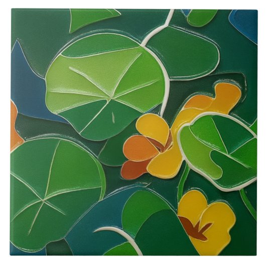 Nasturtiums Keramische Tegel Tegeltje (Voorkant)