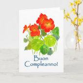 Nasturtiums Verjaardag Kaart - Italiaans Groeten (Gele Bloem)