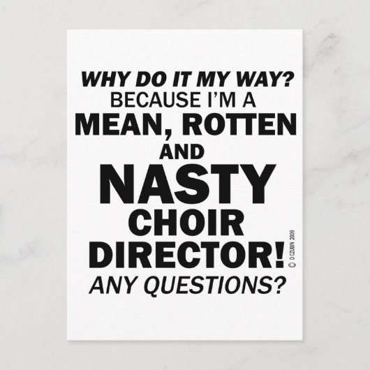 Nasty Choir Director Briefkaart (Voorkant)