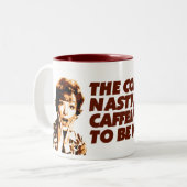 "Nasty Coffee" — KoffeeKat Tweekleurige Koffiemok (Voorkant links)