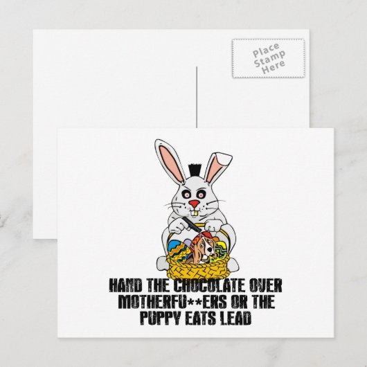 Nasty Easter Bunny Feestdagenkaart (Voorkant / Achterkant)