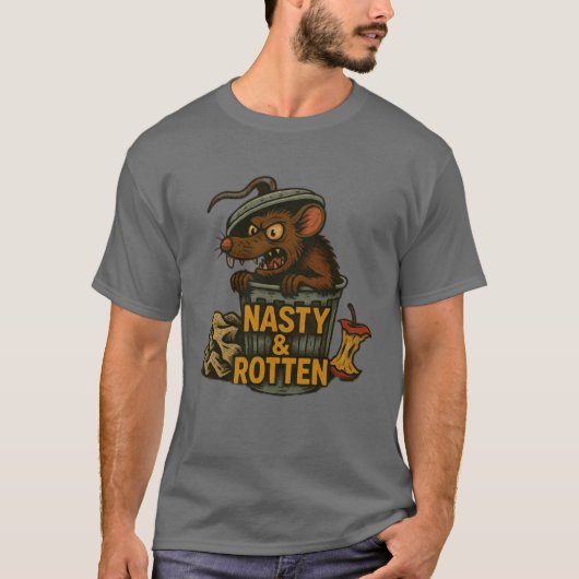 Nasty en Rotten rat in vuilnisbak kan grafisch T-shirt (Voorkant)