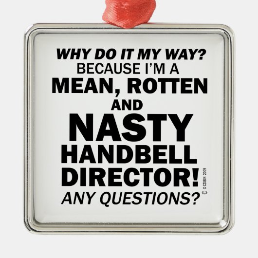 Nasty Handbell Directeur Metalen Ornament (Voorkant)