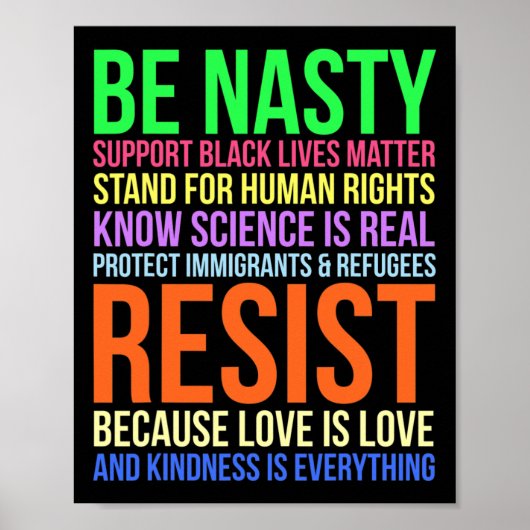 Nasty Resist LHBTQ Mensenrechten Wetenschap Be Kin Poster (Voorkant)