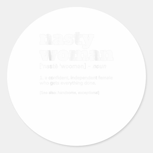 NASTY VROUW Definition Ronde Sticker (Voorkant)