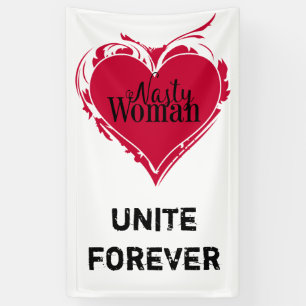 NASTY VROUW Red art HEART + jouw tekst Spandoek