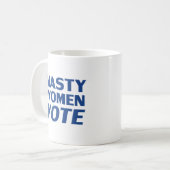 Nasty vrouwen stemmen - Blauw wit koffie mok (Voorkant links)