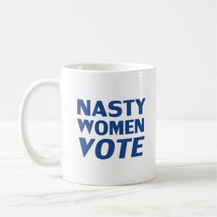 Nasty vrouwen stemmen - Blauw wit koffie mok