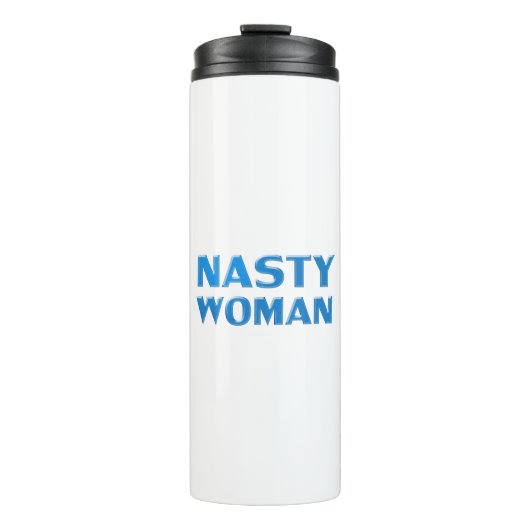 "Nasty Woman" blauw wit Thermosbeker (Voorkant)