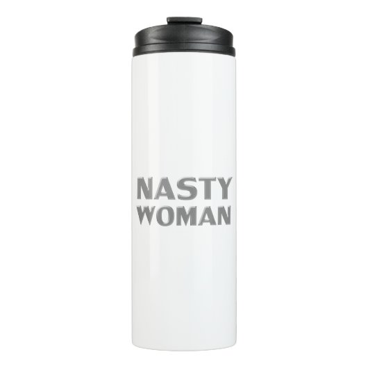 "Nasty Woman" grijs wit Thermosbeker (Voorkant)