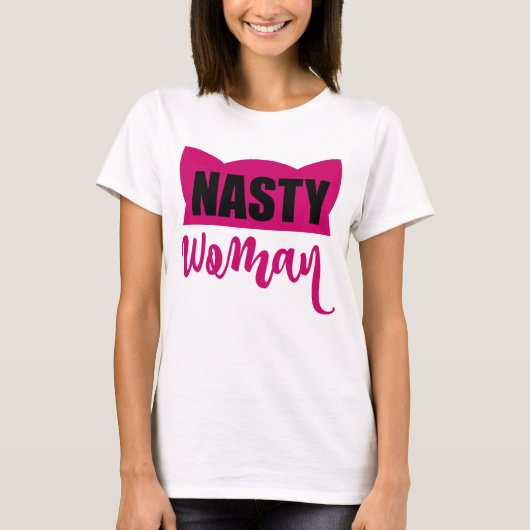 Nasty Woman Pink Cat Pet T-shirt (Voorkant)