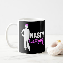 Nasty Woman Silhouette en Roze Pussy Cat Pet Koffiemok