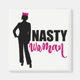 Nasty Woman Silhouette en Roze Pussy Cat Pet Magneet
