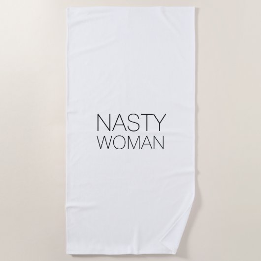 "Nasty Woman" wit zwart Strandlaken (Voorkant)