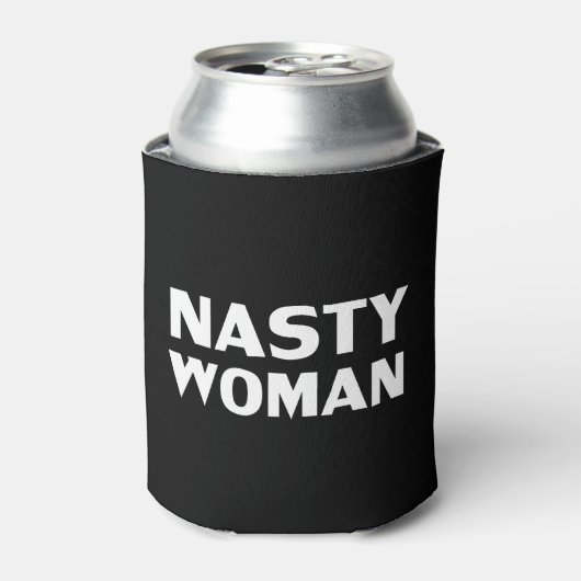 "Nasty Woman" witte letters zwart Blikjeskoeler (Blikje Voorkant)