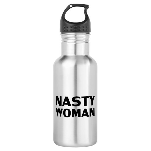 "Nasty Woman" - zwarte letters Waterfles (Voorkant)