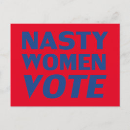 "Nasty Women Vote" blauw rood Briefkaart