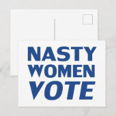 "Nasty Women Vote" blauw wit Briefkaart (Voorkant / Achterkant)