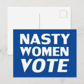 "Nasty Women Vote" blauw wit Briefkaart (Voorkant / Achterkant)