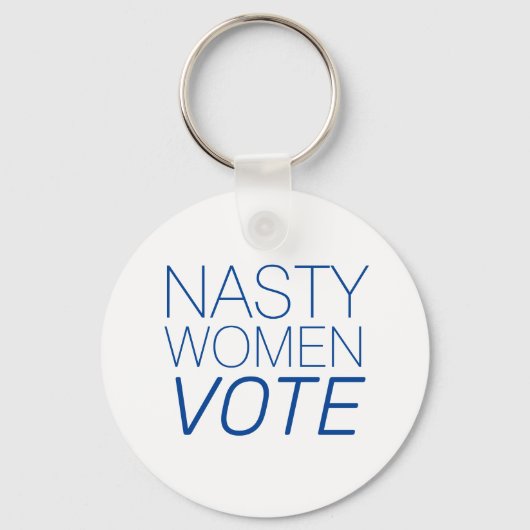 'Nasty Women Vote' blauw wit Sleutelhanger (Voorkant)
