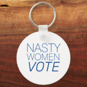 'Nasty Women Vote' blauw wit Sleutelhanger (Voorkant)