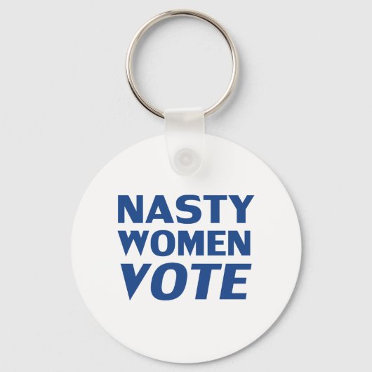 'Nasty Women Vote' blauw wit Sleutelhanger (Voorkant)