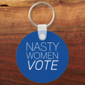 'Nasty Women Vote' blauw wit Sleutelhanger (Voorkant)