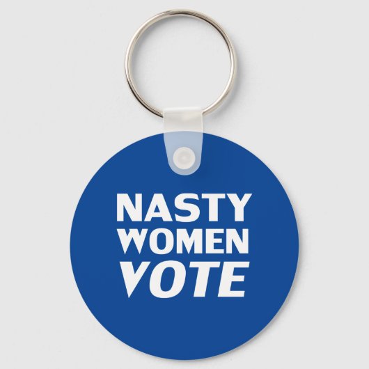 'Nasty Women Vote' blauw wit Sleutelhanger (Voorkant)