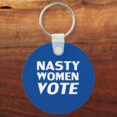 'Nasty Women Vote' blauw wit Sleutelhanger (Voorkant)