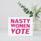 "Nasty Women Vote" heet roze, magenta, wit Briefkaart (Staand voorkant)