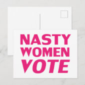 "Nasty Women Vote" heet roze, magenta, wit Briefkaart (Voorkant / Achterkant)