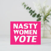 "Nasty Women Vote" heet roze, magenta, wit Briefkaart (Staand voorkant)