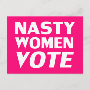 "Nasty Women Vote" heet roze, magenta, wit Briefkaart