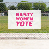 Nasty Women Vote, magenta, roze, witte achtergrond Spandoek (Insitu)