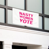 Nasty Women Vote, magenta, roze, witte achtergrond Spandoek (Buitenkant Gebouw)