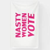 Nasty Women Vote, magenta, roze, witte achtergrond Spandoek (Verticaal)