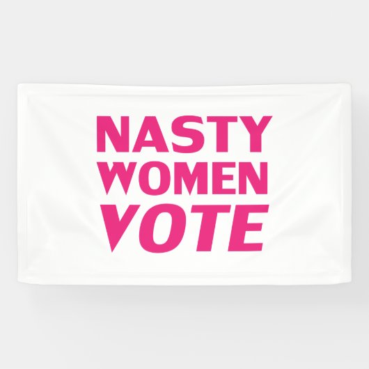 Nasty Women Vote, magenta, roze, witte achtergrond Spandoek (Horizontaal)
