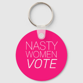 'Nasty Women Vote', warme roze, magenta, fuchsia Sleutelhanger