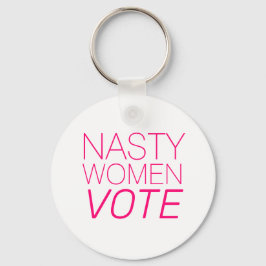 'Nasty Women Vote', warme roze, magenta, fuchsia Sleutelhanger