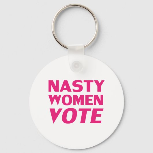 'Nasty Women Vote', warme roze, magenta fuchsia wh Sleutelhanger (Voorkant)