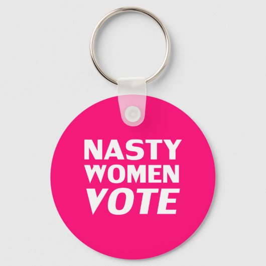 'Nasty Women Vote', warme roze, magenta fuchsia wh Sleutelhanger (Voorkant)