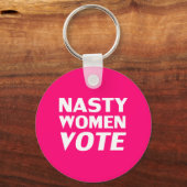 'Nasty Women Vote', warme roze, magenta fuchsia wh Sleutelhanger (Voorkant)