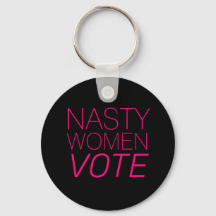 'Nasty Women Vote' zwart, roze, magenta, fuchsia Sleutelhanger