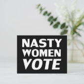 "Nasty Women Vote" zwart wit Briefkaart (Staand voorkant)