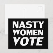 "Nasty Women Vote" zwart wit Briefkaart (Voorkant / Achterkant)